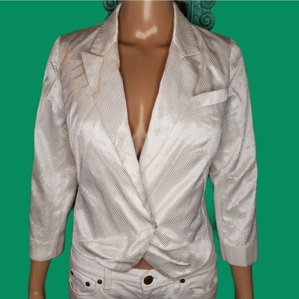 Aryn K  ivory LACE CROPPED Medium  BLAZER